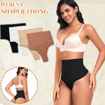 Werena Thong Shapewear Tummy Control Shaper Underwear for Women Seamless Compression Thong Panties Slimming Girdle(01# Mid Waisted Black(slimmming),Medium)