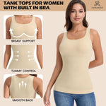 JOYSHAPER Shapewear with Built In Bra Tummy Control Shapewear Tops Body Shaper for Women Compression Tanks for Womens Camisole with Adjustable Straps Nude L
