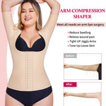 Gotoly Women Waist Trainer Corset Tummy Control Shapewear Upper Arm Shaper Post Surgical Slimmer Compression Tops(Beige Short Sleeve,Small)
