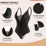 JOYSHAPER Lace Shapewear Bodysuits Deep V Lace Corset Tops Thong Bodysuits Tummy Control Body Shaper Black M