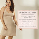 Jones New York Womens Silky Full Slip Dress Above the Knee - 38” Anti-Cling Slip with Scallop Neckline and Hem Detail - 1X - Nude