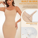 SLIMBELLE Women’s Shapewear Dress Slip Tummy Control Full Slip Seamless Body Shaper for Under Dresses with Adjustable or Changeable Spaghetti Straps NUDE L