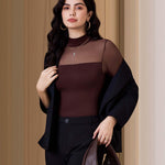 Nebility Long Sleeve Body Suits Mesh Bodysuit - Shapewear Bodysuit Turtleneck Thong Going Out Tops Fall Outfits