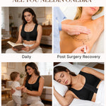BRABIC Post Surgery Front Closure Bras for Women No Underwire Compression Bra Surgical Mastectomy Everyday Bra （Black, Medium