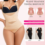 Nebility Thong Shapewear Bodysuit for Women Tummy Control Body Shaper Faja Seamless Waist Trainer Corset Stomach Girdles(Small,Beige Thong)