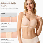 BRABIC Zipper Front Closure Bra - Compression Post Surgery Bras for Women Mastectomy Full Coverage with Wide Straps (Beige,Large)