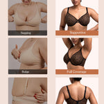 HSIA Minimizer Bras for Women Full Coverage Underwire Unlined Leopard Mesh Plus Size Convertible Bra for Big Busted Black 36DDD