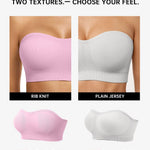 Vertvie Strapless Bra Wireless Non-Slip Push Up Bandeau Bras for Women Full Support Tube Tops Padded Bralette S-Large Breasts(Light Pink,Large)
