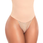 Werena Tummy Control Shapewear Thong for Women High Waisted Body Shaper Underwear Lace Shaping Panties Girdle(B# Beige-3, Small)