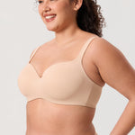 DELIMIRA Women's Balconette Bra Full Coverage Plus Size Tshirt Underwire Back Smoothing Seamless Bras Beige 38C