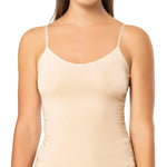 VAVONNE Spaghetti Strap Camisole Tank Tops for Women, Basic Slim-Fit Cotton Cami Undershirts (Nude, Large)