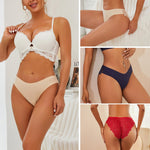 FINETOO 6 Pack Sexy Underwear for Women Silky Seamless No Show Panties Ladies Lace Bikini Lightweight Cheeky Hipster(M)