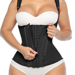 YIANNA Waist Trainer for Women Tummy Control Underbust Hourglass Corset Waist Cincher Vest Sport Girdle with Zipper and Hooks,YA7293-Black-L