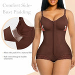 YIANNA Postpartum Fajas Colombianas Moldeadoras Full Body Shapewear Tummy Control for Women Body Shaper Girdles Compression Garment with Side Bust Pad, YA7510-Brown-XL
