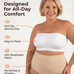 SHAPERMINT Strapless Bra, Wireless Non-Slip Bandeau, Convertible Straps, Molded Strapless Bras for Women S to Large Breasts White