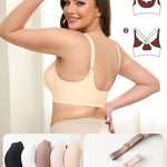 Werena Front Close Wireless Bras Padded Jelly Bra for Women Seamless Bralette for Older Women with Adjustable Straps (2PCS Nude White,XXL)