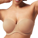 HSIA Strapless Bras for Women Large Breasts Non Slip Full Coverage Underwire Supportive Multiway Strapless Bra Plus Size Dark Beige