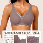 Gailife Womens Deep V Jelly Bras Wireless Mesh Comfortable Bralette Supportive No Underwire Bras Seamless Push Up Plunge Bra -GR,3XL Berry Grey