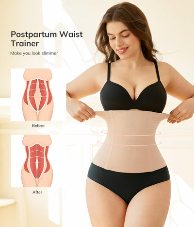 LODAY 2 in 1 Postpartum Recovery Belt,Body Wraps Works for Tighten Loose Skin(M,Beige)