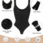 SHAPERX Bodysuit for Women Tummy Control Shapewear Scoop Neck Seamless Thong Body Shaper Tank Top, SZ5240-Black-L/XL