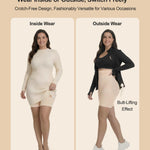 SHAPERX High-Waisted Tummy Control Shapewear for Women Seamless Zip-Up Easy-On Body Shaper Shorts Slimming Fit Underwear,SZ5820-Beige-L