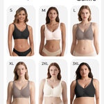 Gailife V Lace Front Closure Bras for Women Wireless Seamless Mastectomy Bralettes Soft No Underwire T Shirt Bra, Black, L