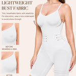 BRABIC Waist Trainer Bodysuit for Women Tummy Control Shapewear Round Neck Seamless Butt Lifter Full Body Shaper (Medium, White Mid Thigh)