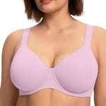 HSIA Bras for Women Minimizer Full Coverage, Plus Size T Shirt Unlined Underwire Smooth Bra, Seamless Cups Joan Ultimate Soft
