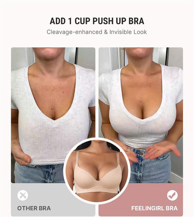 FeelinGirl Wireless Bras Comfortable Push Up Bra Full Support Lift Bralette Seamless Tshirt Bras