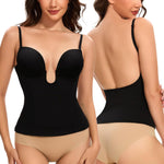 Slimers Backless Plunge Push Up Bra: Low Back Bras for Deep V Neck - Women Low Cut Shapewear Tops for Women