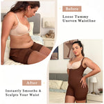 YIANNA Fajas Colombianas Shapewear for Women Tummy Control Postpartum Body Shaper Butt Lifter Post Surgery Compression Garment Bodysuit,YA7212-Brown-2XL