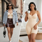 SHAPERX Women's Shapewear Bodysuit Tummy Control Seamless Zip-Up Body Shaper Waist Defining Silhouette,SZ5862-Beige-L/XL