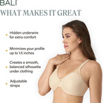 Bali Women's Minimizer Bras for Women - Passion for Comfort Underwire Bras - Adjustable Support, Plus Size Women