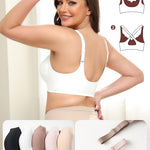 Werena Front Close Wireless Bras Padded Jelly Bra for Women Seamless Bralette for Older Women with Adjustable Straps (White,M)