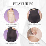 Naomi & Nicole Women's Plus-Size High-Waist Thigh Slimmer Shapewear | Women’s Tummy Control Underwear, Black, 1X
