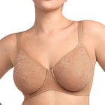 HSIA Minimizer Bra for Women - Full Coverage Seamless Lace Bra Plus Size Underwire Unlined Bra for Heavy Breast Dark Beige