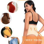 Werena Tummy Control Thong Shapewear for Women High Waisted Body Shaper Shaping Thong Girdle Novelty Hipster Panties(02# High Waisted Beige(slimmming),Small)