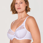 DELIMIRA Women's Plus Size Full Coverage Underwire Unlined Minimizer Lace Bra White 36E