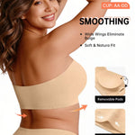 Vertvie Strapless Bra Wireless Non-Slip Push Up Bandeau Bras for Women Full Support Tube Tops Padded Bralette S-Large Breasts(Nude,Large)