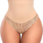 Werena Thong Shapewear Tummy Control for Women Mid Waist Body Shaper Underwear Lace Shaping Thongs Slimming Girdle Panties