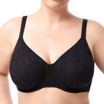 HSIA Minimizer Bra for Women - Full Coverage Seamless Lace Bra Plus Size Underwire Unlined Bra for Heavy Breast Black
