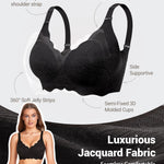 Gailife Scalloped Jelly Bras for Women No Underwire Wireless Seamless Push Up Bralettes Soft Comfort Everyday Tshirt Bra -BK,L Black