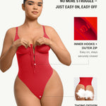 FeelinGirl Shapewear Tummy Control for Women Zip Shapewear Bodysuit Thong V-Neck Body Suit Seamless Body Shaper