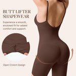BRABIC Waist Trainer Bodysuit for Women Tummy Control Shapewear Round Neck Seamless Butt Lifter Full Body Shaper (Large, Chocolate Brown Mid Thigh)