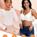 Wireless Jelly Comfortable Bras for Women Push Up Scalloped V Neck No Underwire Tshirt Bra Seamless Padded Bralettes(A1# White(Pure),Large)