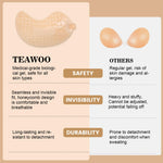 TEAWOO 4-Pack Cleavage Bra, Push Up Sticky Bra Set – Strapless Backless Invisible Adhesive Bras for Women D Cup Black/Nude