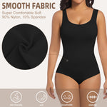 ONEW Womens Shapewear Bodysuits Tummy Control Body Shaper Seamless Sleeveless Waist Trainer for Women Scoop Neck Going out Tops,Black,Large