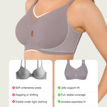 Popilush Bralettes for Women with Support Seamless Wireless Jelly Bra Full Coverage Supportive Push Up Everyday Bras Grey