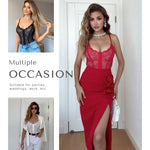 SHAPELLX Lace Bodysuit for Women Tummy Control Shapewear Body Suits One Piece Body Shaper Thongs Red XS