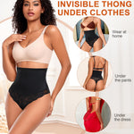 Werena Women Shapewear Tummy Control Thong Underwear High Waisted Body Shaper Panties Lace Shaping Girdle Thongs(Black, Medium)